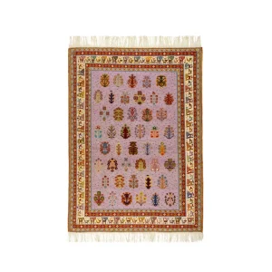 Handwoven purple kilim rug floral - Natural colors