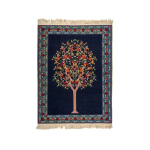 Hadwovwn navy tree pattern kilim - Natural colors